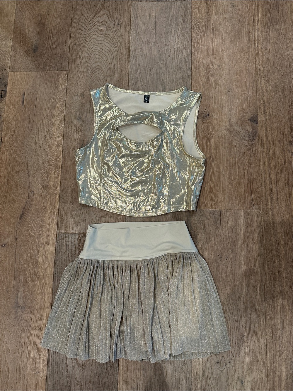Women’s Metallic Gold Skort and Top Set - Shimmery Gold Skort